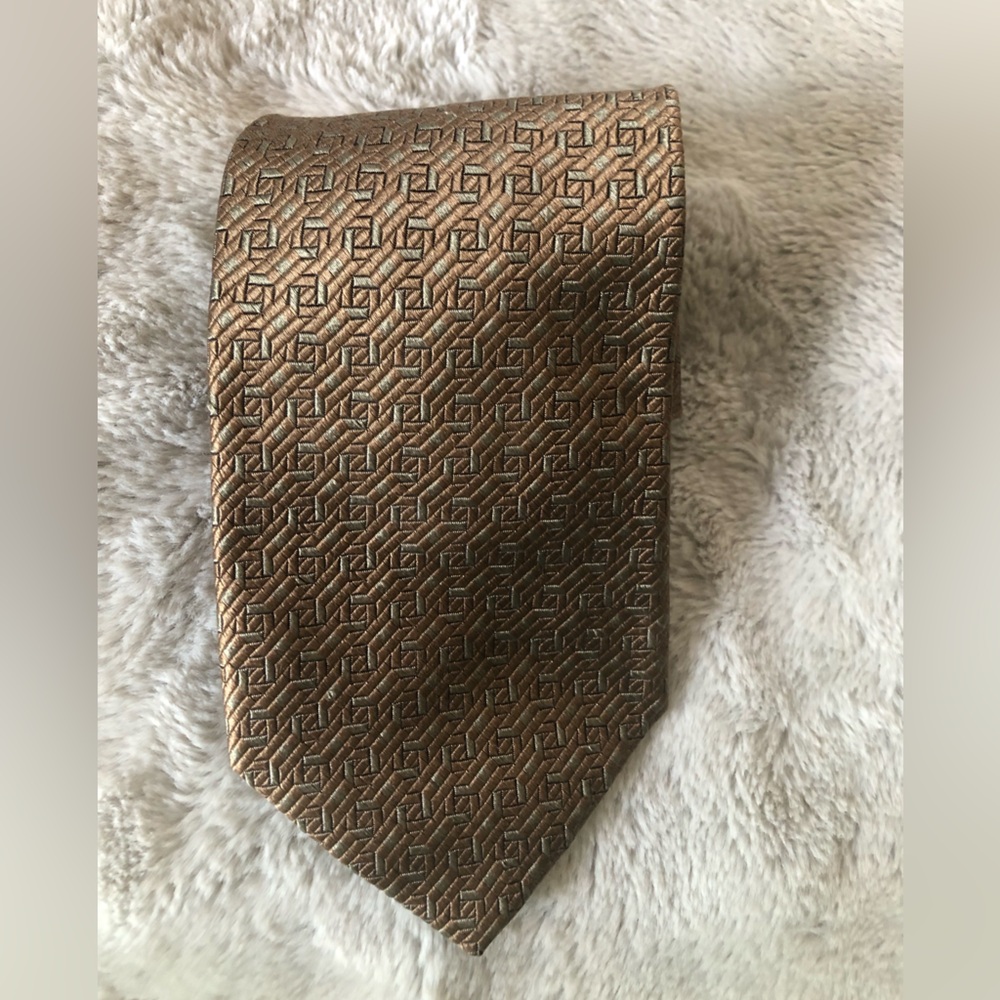 Equestrian Firenze Mens Bronze Geometric Silk Tie